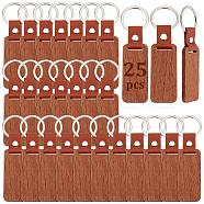 Rectangle Wood Blank Pendant Keychain, for DIY Craft Laser Engraving, Saddle Brown, 11.1cm(FIND-WH0016-44)