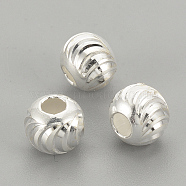 925 Sterling Silver Beads, Round, Silver, 4x3.5mm, Hole: 1.5mm(X-STER-S002-16-4mm)