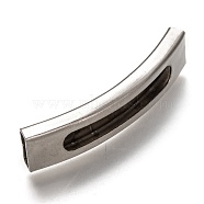 304 Stainless Steel Slide Charms, Curved Tube, Stainless Steel Color, 38x8.5x3.5mm, Hole: 7.5x2.5mm(STAS-Z025-13P)