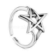 SHEGRACE Adjustable 925 Sterling Silver Finger Ring, Star, Antique Silver, US Size 7 1/4(17.5mm)(JR615A)
