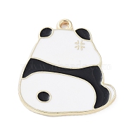 Alloy Enamel Pendants, Panda Charms, Golden, 26x24x1.5mm, Hole: 1.5mm(ENAM-P253-01A-G)