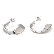 304 Stainless Steel Arch Stud Earrings, Stainless Steel Color, 26x23x4~10mm(EJEW-B026-07P)