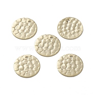 Brass Charms, Long-Lasting Plated, Flat Round with Fish Scale Pattern, Real 24K Gold Plated, 12x0.5mm, Hole: 1mm(KK-H739-11G)