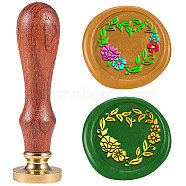 Wax Seal Stamp Set, Sealing Wax Stamp Solid Brass Heads with Wood Handles, for Envelopes Invitations, Gift Card, June Rose, 83x22mm, Stamps: 25x14.5mm(AJEW-WH0208-1532)