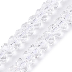 Transparent Glass Beads Strands, Faceted, Rondelle, Clear, 6x4mm, Hole: 1mm, about 96pcs/strand, 14.96 inch(38cm)(GLAA-N001-61A)