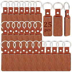 Rectangle Wood Blank Pendant Keychain, for DIY Craft Laser Engraving, Saddle Brown, 11.1cm(FIND-WH0016-44)