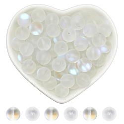 Glass Beads, Holographic Beads, Dyed, Frosted, Round, Clear, 10mm, Hole: 1mm, 80pcs(G-SP0001-03C-02)