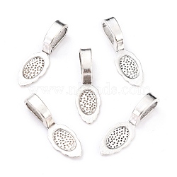 Tibetan Style Alloy Glue-on Flat Pad Bails, Nickel Free, Antique Silver, 26x8x7mm, Hole: 8x4.5mm(TIBE-XCP0000-19AS-NF)
