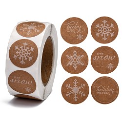 Snowflakes Christmas Roll Sticker, Holiday Stickers Envelope Stickers, Decorative Presents Stickers, BurlyWood, 25mm, about 500pcs/roll(X-DIY-G025-G01)