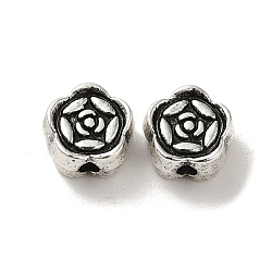 Tibetan Style Alloy Beads, Cadmium Free & Lead Free, Antique Silver, Flower, 7.5x8x4mm, Hole: 1.6mm, about 1098pcs/1000g(PALLOY-P302-12E-AS)