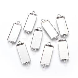 304 Stainless Steel Cabochon Connector Settings, Plain Edge Bezel Cups, Rectangle, Stainless Steel Color, Tray: 25x10mm, 34x11x2mm, Hole: 2mm(X-STAS-F222-032)