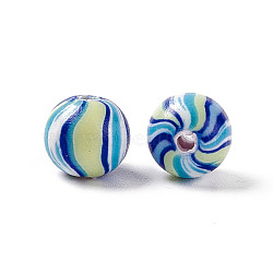 Handmade Polymer Clay Beads, Round, Royal Blue, 8mm, Hole: 2mm(X-CLAY-D005-01A)