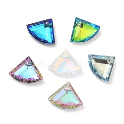 Electroplated Glass Pendants, Back Plated, Faceted, Fan-Shaped, Mixed Color, 12x15x5mm, Hole: 1.2mm(EGLA-M029-03)