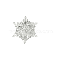 Clear Cubic Zirconia Snowflake Brooch Pins, Brass Brooch Clothing Accessories, Silver, 29x25mm(PW-WG917F8-02)