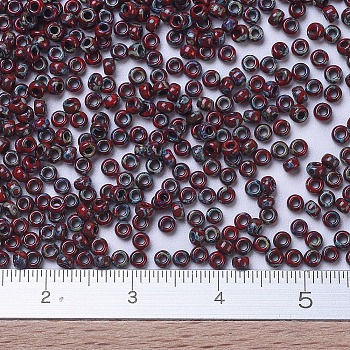 MIYUKI Round Rocailles Beads, Japanese Seed Beads, 11/0, (RR4521) Opaque Red Picasso, 11/0, 2x1.3mm, Hole: 0.8mm, about 5500pcs/50g