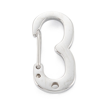 304 Stainless Steel Keychain Clasp Findings, Stainless Steel Color, Num.3, 23x11x5.5mm