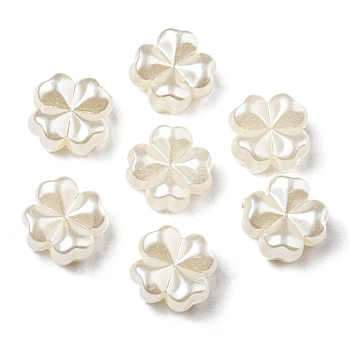 ABS Imitation Pearl Beads, Clover, 11x11x5.5mm, Hole: 1.6mm