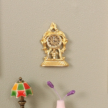 Mini Alloy Clock Model, Micro Landscape Dollhouse Accessories, Pretending Prop Decorations, Golden, 39x24mm