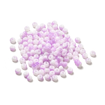 6/0 Opaque Glass Seed Beads, Round Hole, Rondelle, Plum, 4~4.5x3~4mm, Hole: 0.8~1.5mm