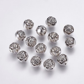 CCB Plastic Beads, Flower, Antique Silver, 10x10x9mm, Hole: 1mm