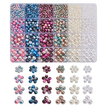 2148Pcs 24 Style ABS Plastic Imitation Pearl Beads, Round, Mixed Color, 4x3.5mm, Hole: 1.2mm