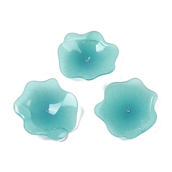 Lotus Leaf Bead Caps, for DIY Jewelry Making, Dark Turquoise, 32~36x33~33.5x4~6mm, Hole: 1.2mm