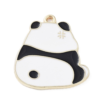 Alloy Enamel Pendants, Panda Charms, Golden, 26x24x1.5mm, Hole: 1.5mm