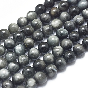 Natura Hawk's Eye Beads Strands, Eagle Eye Stone, Grade A, Round, 6mm, Hole: 1mm, about 62pcs/Strand, 15.75 inch(40cm)