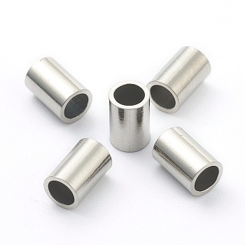 304 Stainless Steel Beads, Tube Beads, Stainless Steel Color, 6x4mm, Hole: 3mm