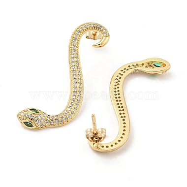 aretes de latón chapado en oro real de 18k con forma de serpiente(EJEW-L269-085G)-2