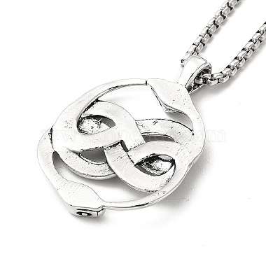 Alloy Snake Pandant Necklace with Stainless Steel Box Chains(NJEW-K245-009)-4