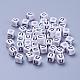 Letter U White Letter Acrylic Cube Beads(X-PL37C9308-U)-1