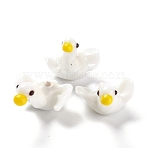 Handmade Lampwork Beads, Bumpy, Duck, White, 22~25x17~20x16~19mm, Hole: 2mm, about 40pcs/strand, 12.99 inch(33cm)(LAMP-F020-30)
