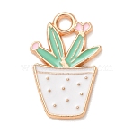Alloy with Enamel Pendants, Cactus with Heart Charms, Golden, Aquamarine, 22x14x1mm, Hole: 2.5mm(AL-CBA9CD2-02B)