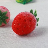 Strawberry Needle Felting Kit, including Instructions, 1Pc Foam, 3Pcs Needles, 6 Colors Wool, Mixed Color, 50x40x40mm(DIY-I091-02)