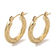 Hammered 201 Stainless Steel Half Hoop Earrings for Women, with 304 Stainless Steel Pin, Golden, 20x4mm(EJEW-G385-01G)