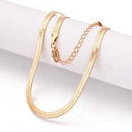 Brass Flat Snake Chain Necklaces for Women Men, Real 18K Gold Plated, 17.83x0.16x0.02 inch(45.3x0.4x0.05cm)(NJEW-N054-05G)