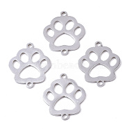 201 Stainless Steel Links connectors, Laser Cut, Bear Paw, Stainless Steel Color, 18.5x16x1mm, Hole: 1.5mm(STAS-R104-022P)