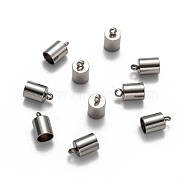 304 Stainless Steel Cord Ends, End Caps, Stainless Steel Color, 10x6mm, Hole: 2mm, Inner Diameter: 5mm(STAS-M250-05)