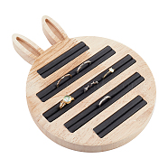Rabbit Bamboo Ring Displays, Finger Ring Organizer Holder, with Black PU Imitation Leather, Navajo White, 19.5x15x1.7cm(ODIS-WH0026-12)