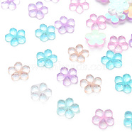Transparent Resin Cabochons, AB Color Plated, Flower, Mixed Color, 6x6x1.5mm(CRES-Q216-011)