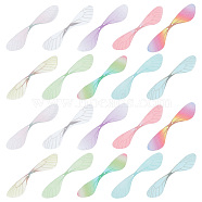 GOMAKERER 200Pcs 10 Colors Fibre Tulle Ornament Accessories, Craft Dragonfly Wing, Mixed Color, 8.6x1.8x0.01cm, Hole: 1.4mm, 20pcs/color(DIY-GO0001-28)