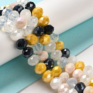 Glass Beads Strands, Faceted, Rondelle, Old Lace, 10x8mm, Hole: 1mm, about 63~65pcs/strand, 19.2~20 inch(48~50cm)(EGLA-A034-M10mm-38)