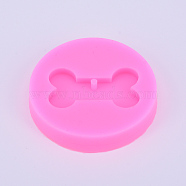 Dog Bone Silicone Pendant Molds, Food Grade Fondant Molds, for DIY Cake Decoration, Chocolate, Candy, UV Resin & Epoxy Resin Jewelry Making, Hot Pink, 54x7.5mm(DIY-WH0171-07)