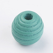 Natural Maple Wood Beehive Beads, Dyed, Round, Dark Cyan, 13~14x13mm, Hole: 3~4mm, about 640pcs/500g(WOOD-Q030-48H)