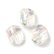 Transparent UV Plating Rainbow Iridescent Acrylic Beads, Clear AB, 19x15x14mm, Hole: 2mm(OACR-A021-06)