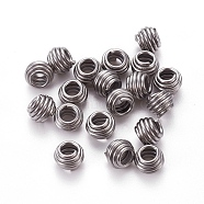 304 Stainless Steel Spring Beads, Rondelle, Stainless Steel Color, 7x5.5mm, Hole: 3.5mm(STAS-L224-006P)
