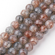 Baking Painted Crackle Glass Bead Strands, Round, Dark Gray, 8mm, Hole: 1.3~1.6mm, about 100pcs/strand, 31.4 inch(DGLA-Q023-8mm-YS73)
