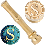 1Pc Golden Tone Brass Wax Seal Stamp Head with Bamboo Stick Shaped Handle, for Greeting Card Making, Letter S, 74.5x15mm(STAM-CP0001-04L)