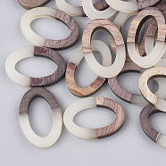 Resin & Walnut Wood Linking Rings, Oval, WhiteSmoke, 28.5x19.5x3~4mm(RESI-S358-09B)